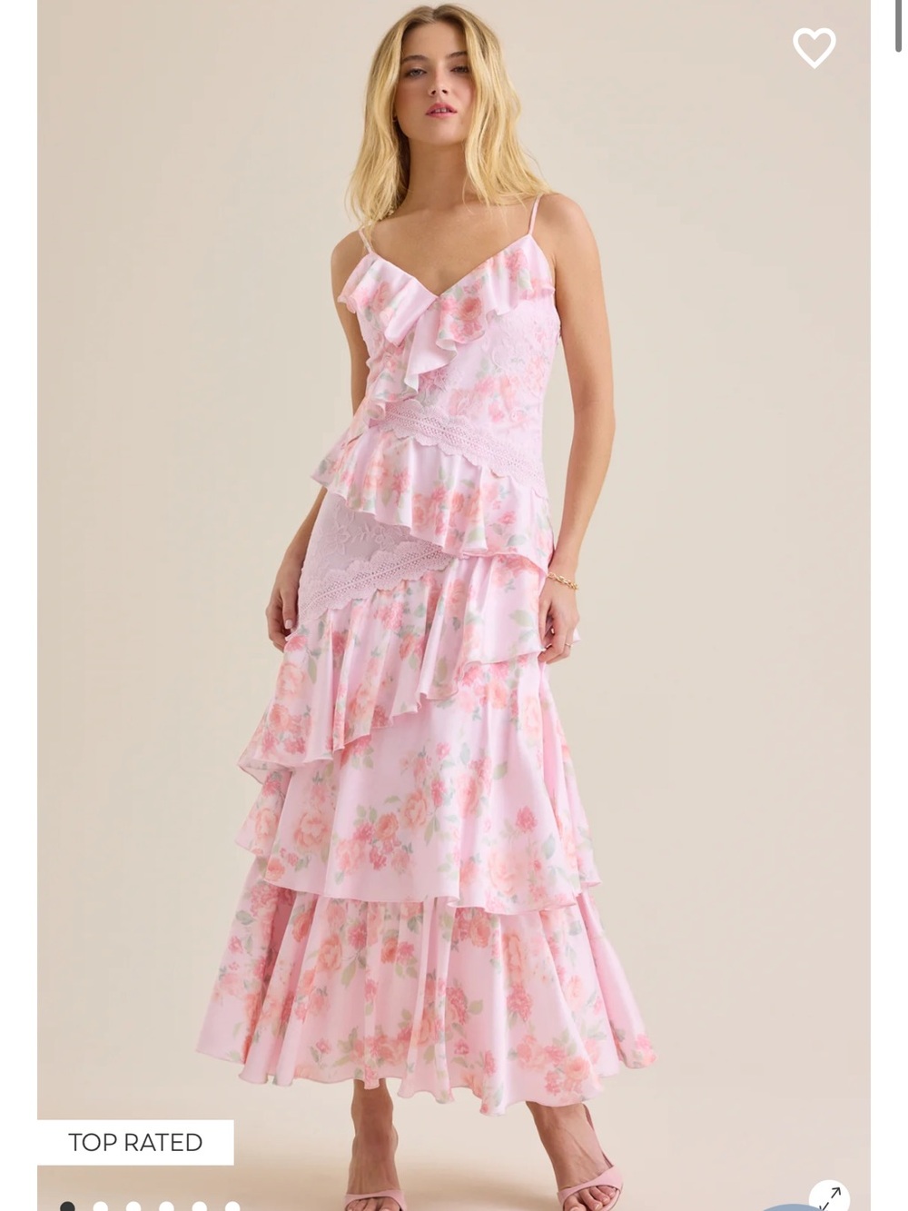 Women's Pink Floral Ruffle Maxi Dress - Brand: Altar’d State